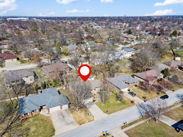 bird's eye view with a residential view