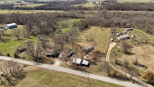 aerial view featuring a rural view