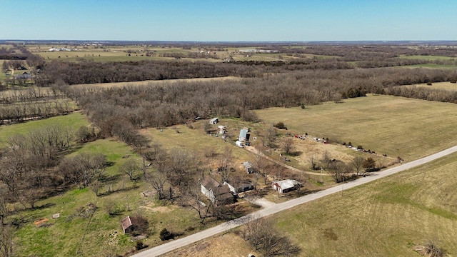 drone / aerial view featuring a rural view