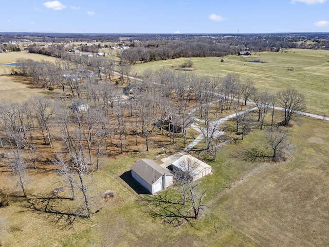 drone / aerial view with a rural view