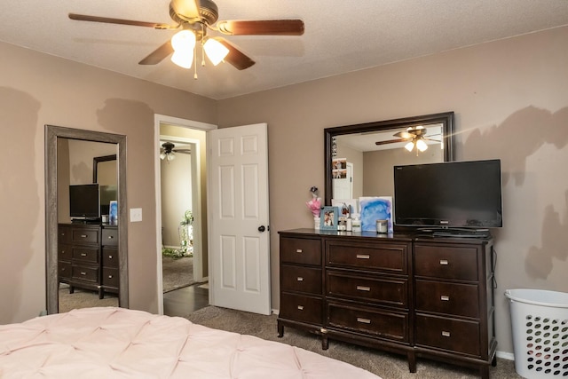 bedroom with carpet and ceiling fan