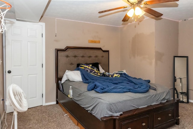 bedroom with carpet floors and ceiling fan