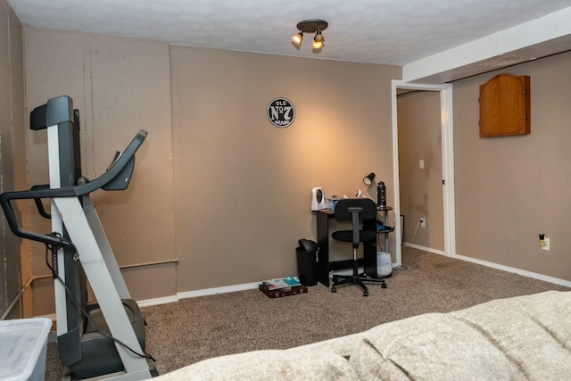 workout room with carpet and baseboards