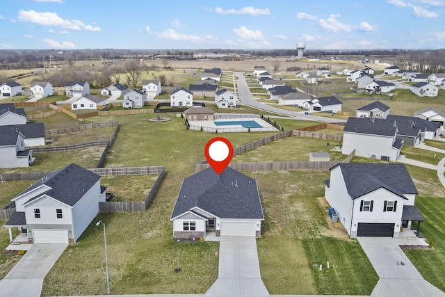 birds eye view of property featuring a residential view