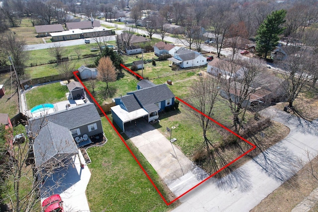 bird's eye view featuring a residential view