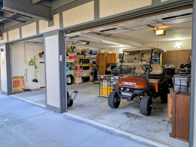 garage with a garage door opener