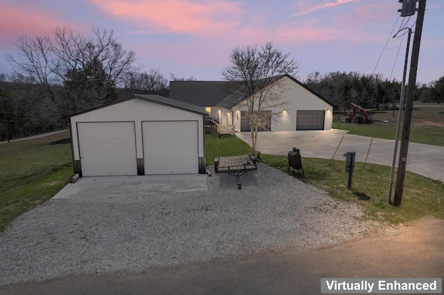 view of detached garage