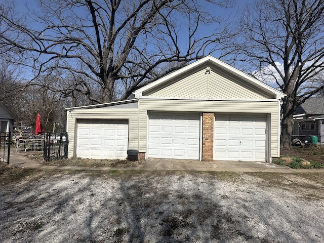 view of detached garage