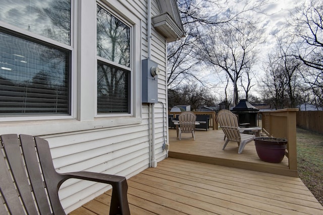 wooden terrace with fence