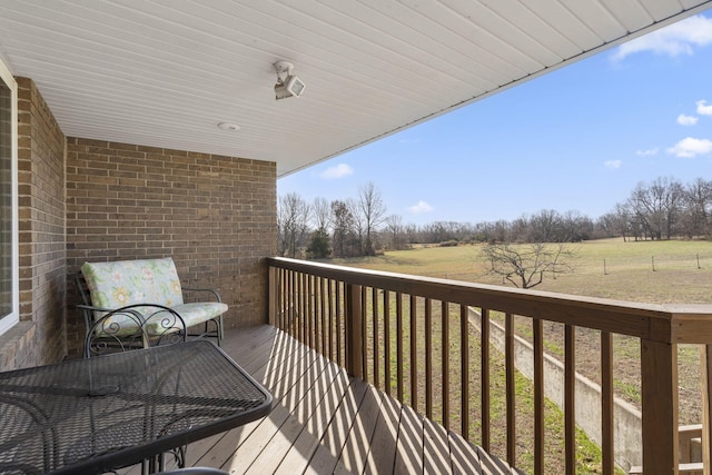 view of wooden balcony with a wooden deck