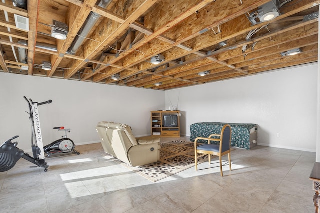 living area with baseboards