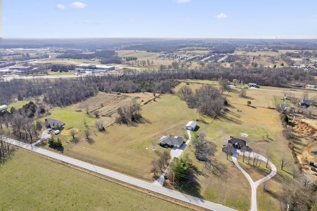 aerial view featuring a rural view