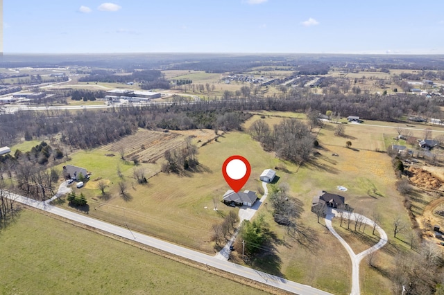 drone / aerial view featuring a rural view