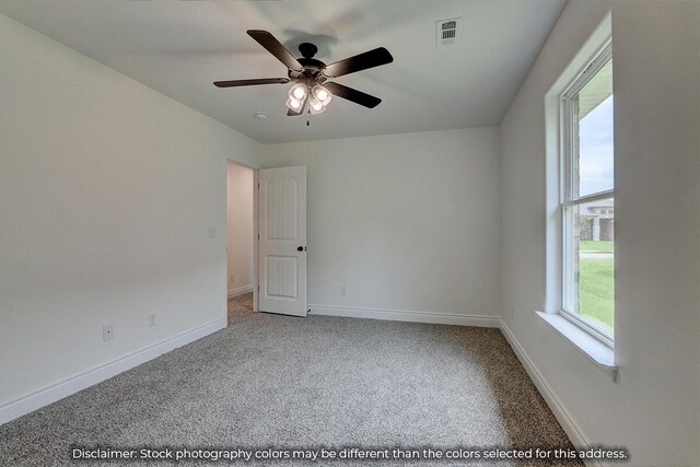 5202 S April Ct, Battlefield, MO 65619 - carpeted empty room featuring a ceiling fan, baseboards, and visible vents