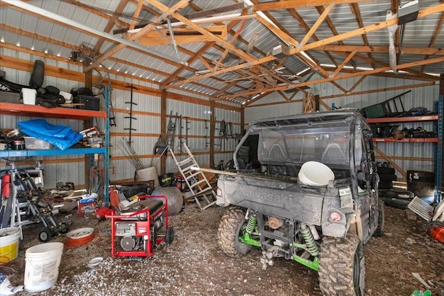 garage featuring metal wall