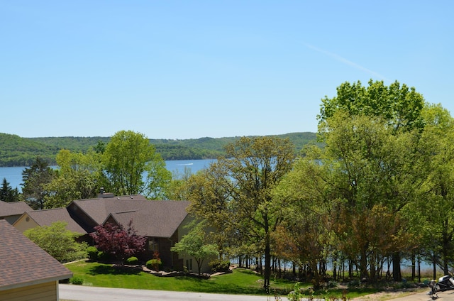 property view of water with a wooded view