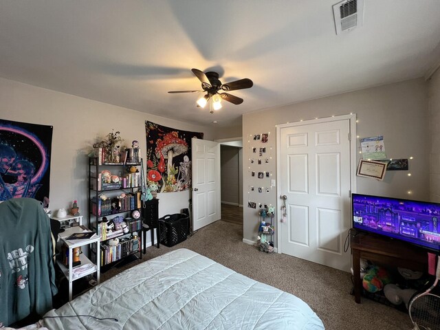 610 N Center St, Willow Springs, MO 65793 - bedroom featuring visible vents, ceiling fan, and carpet floors