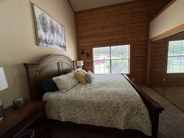 215 Oakridge Rd, Branson, MO 65616 - bedroom featuring wood walls and dark colored carpet