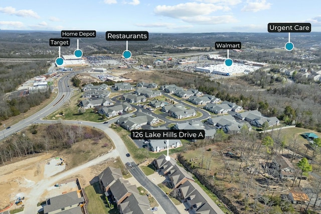 aerial view featuring a residential view