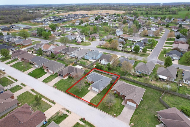 aerial view with a residential view