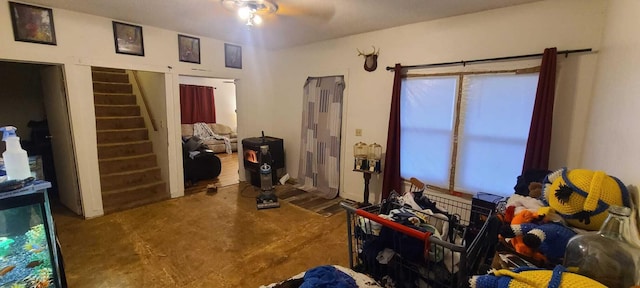 bedroom with concrete flooring