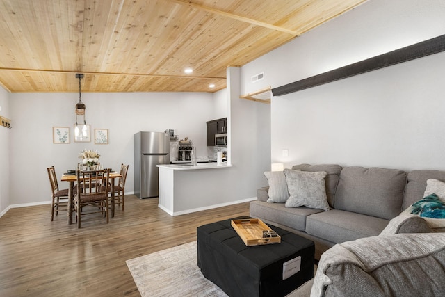 235 Ozark Mountain Resort Dr Unit 47, Kimberling City, MO 65686 - living room featuring wooden ceiling, baseboards, and wood finished floors