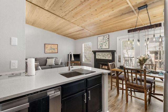 235 Ozark Mountain Resort Dr Unit 47, Kimberling City, MO 65686 - kitchen with a sink, plenty of natural light, open floor plan, and wooden ceiling