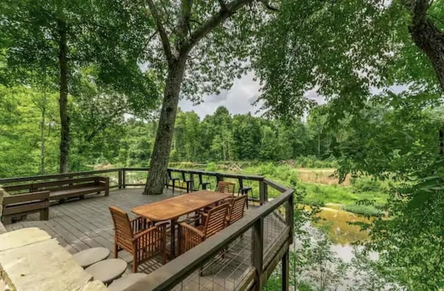 6881 E Rivers Edge Ln, Rogersville, MO 65742 - view of community featuring a wooden deck and outdoor dining area