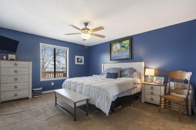 145 Starboard Dr Unit 8, Kimberling City, MO 65686 - carpeted bedroom featuring a ceiling fan, a textured ceiling, and baseboards