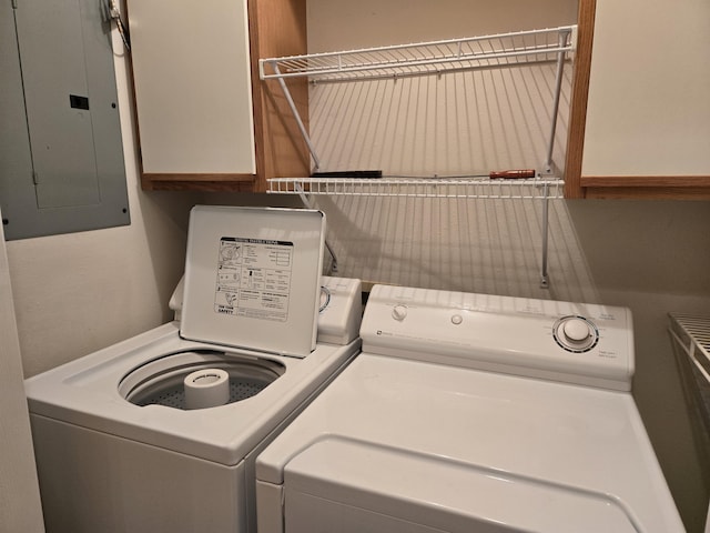 300 Port Dr Unit 5, Kimberling City, MO 65686 - washroom with electric panel, independent washer and dryer, and cabinet space