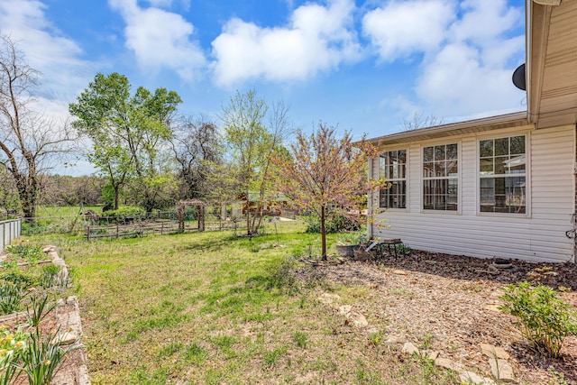 view of yard featuring fence