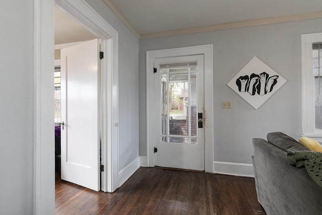 218 Lillian Pl, Bolivar, MO 65613 - interior space featuring dark wood-type flooring, baseboards, and crown molding