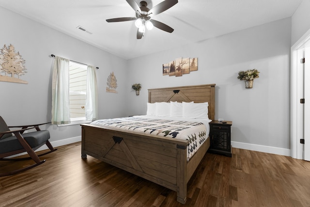 201-217 Watersound Way, Hollister, MO 65672 - bedroom with baseboards, ceiling fan, visible vents, and wood finished floors