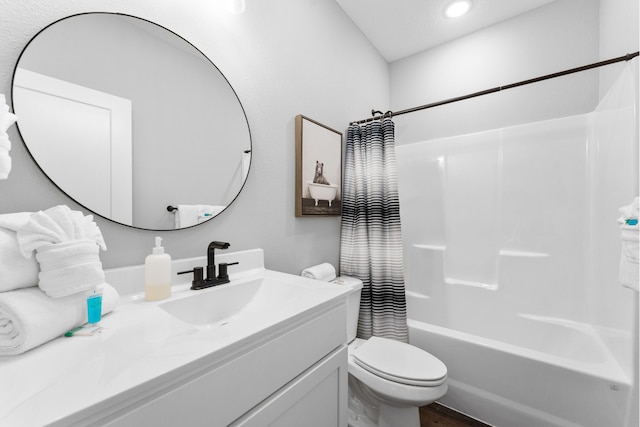 201-217 Watersound Way, Hollister, MO 65672 - full bathroom with toilet, wood finished floors, recessed lighting, vanity, and shower / tub combo