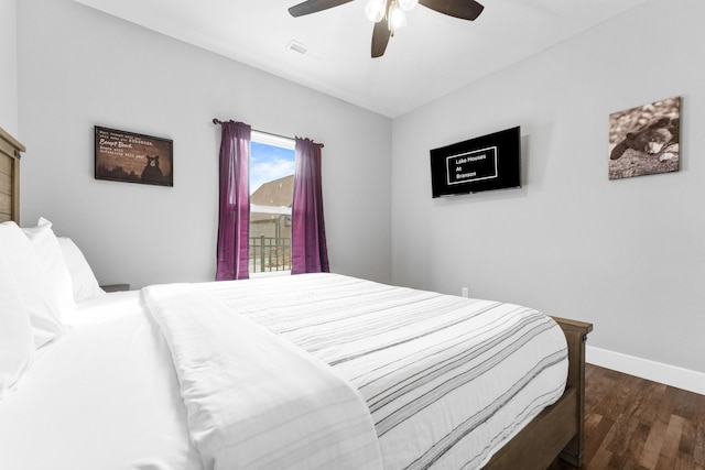 201-217 Watersound Way, Hollister, MO 65672 - bedroom featuring wood finished floors, baseboards, ceiling fan, and visible vents