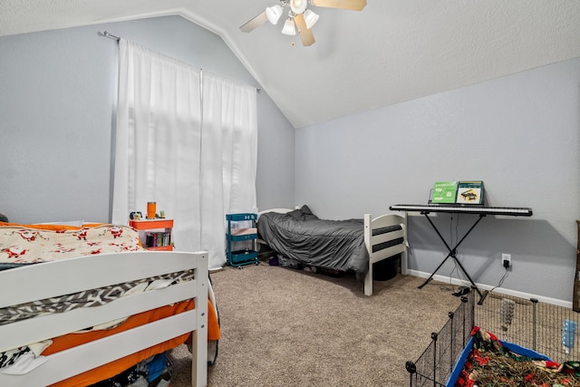 445 E Sequoia St, Republic, MO 65738 - carpeted bedroom with vaulted ceiling, ceiling fan, and baseboards