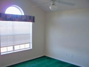 120 Spring Creek Ct Unit B1-U34, Branson, MO 65616 - spare room featuring a ceiling fan, carpet floors, and lofted ceiling