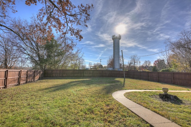 view of yard featuring a fenced backyard