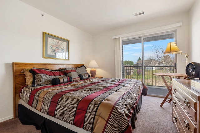34 Golf Shrs Unit 26, Branson, MO 65616 - bedroom with carpet flooring, visible vents, and access to outside