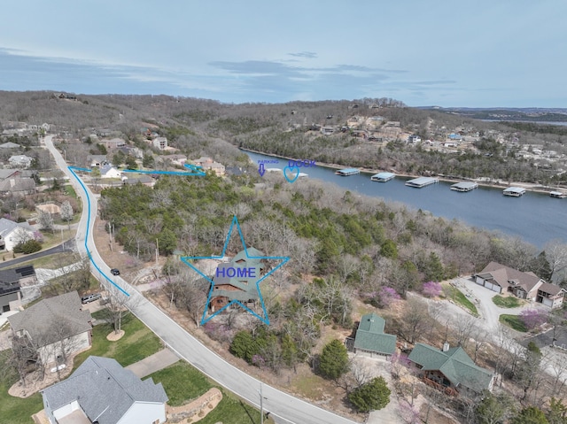 bird's eye view featuring a water view
