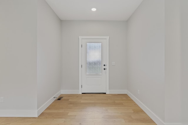 2117 N Silver Charm Ave, Springfield, MO 65802 - doorway with light wood-style floors and recessed lighting