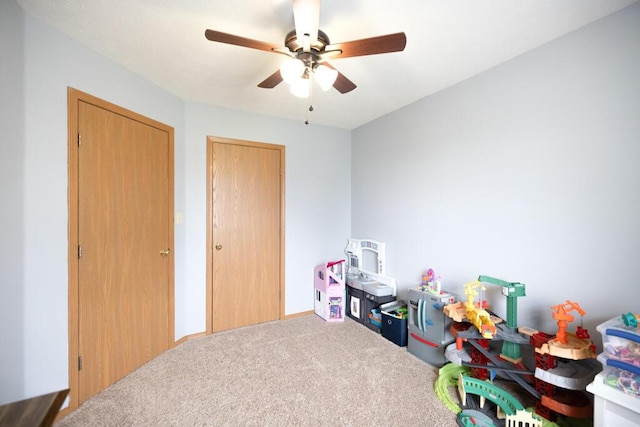 919 S Central Ave, Marionville, MO 65705 - rec room with a ceiling fan and carpet floors