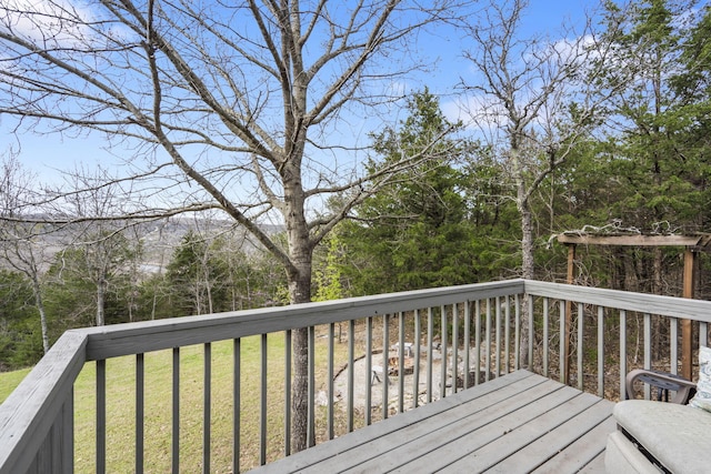 deck featuring a yard