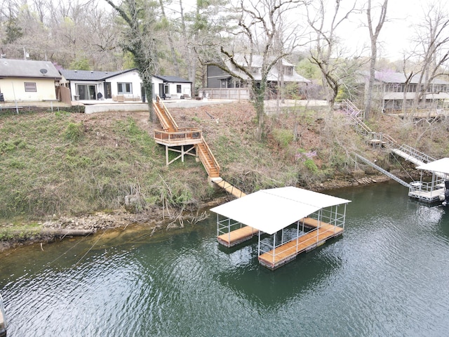 1428 Acacia Club Rd, Hollister, MO 65672 - dock area with a water view and stairs