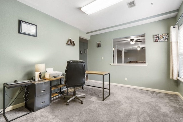 32 Homewood Ln, Kimberling City, MO 65686 - home office featuring a healthy amount of sunlight, baseboards, carpet, and visible vents
