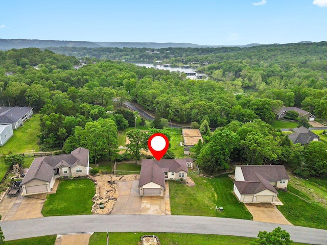 32 Homewood Ln, Kimberling City, MO 65686 - birds eye view of property featuring a residential view, a water view, and a forest view