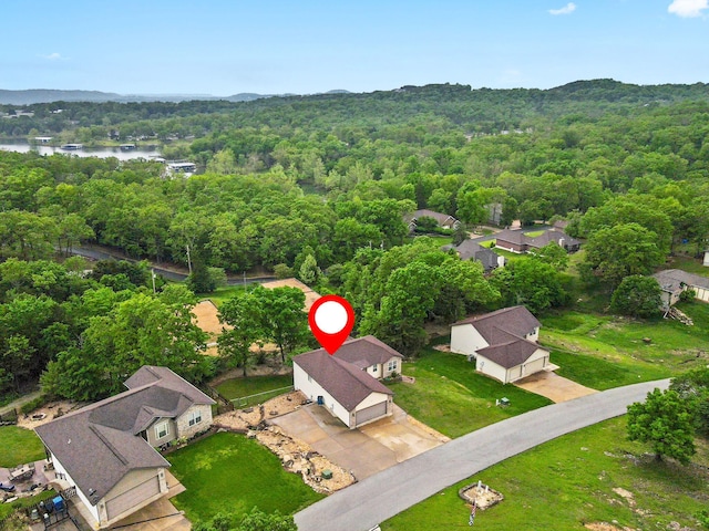 32 Homewood Ln, Kimberling City, MO 65686 - birds eye view of property featuring a water view, a view of trees, and a residential view