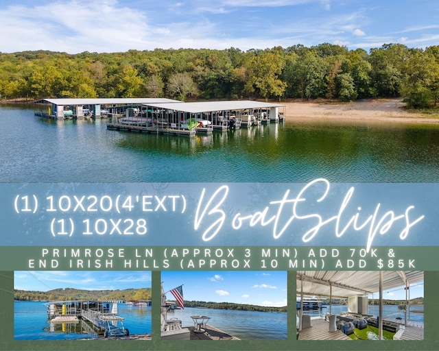 32 Homewood Ln, Kimberling City, MO 65686 - dock area with a water view and a wooded view
