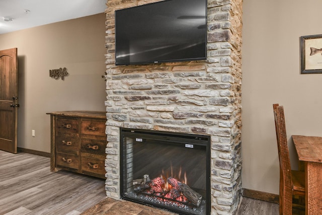 164 Dogwood Park Trl Bldg 1204, Branson, MO 65616 - room details featuring baseboards, wood finished floors, and a stone fireplace