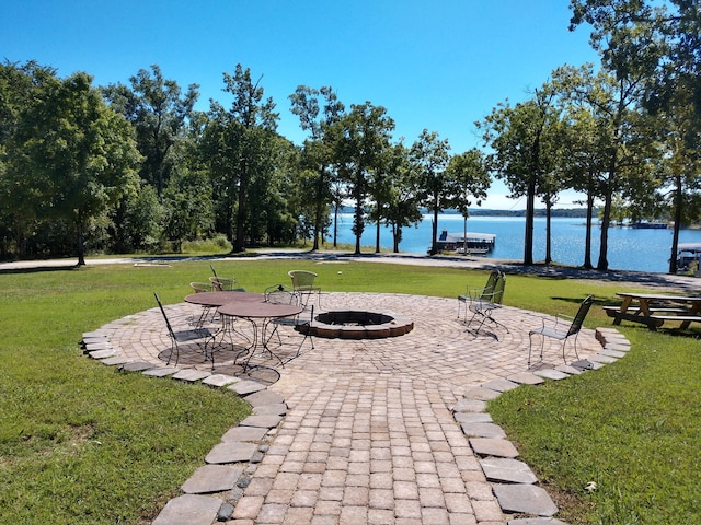 164 Dogwood Park Trl Bldg 1204, Branson, MO 65616 - view of patio with a water view and an outdoor fire pit